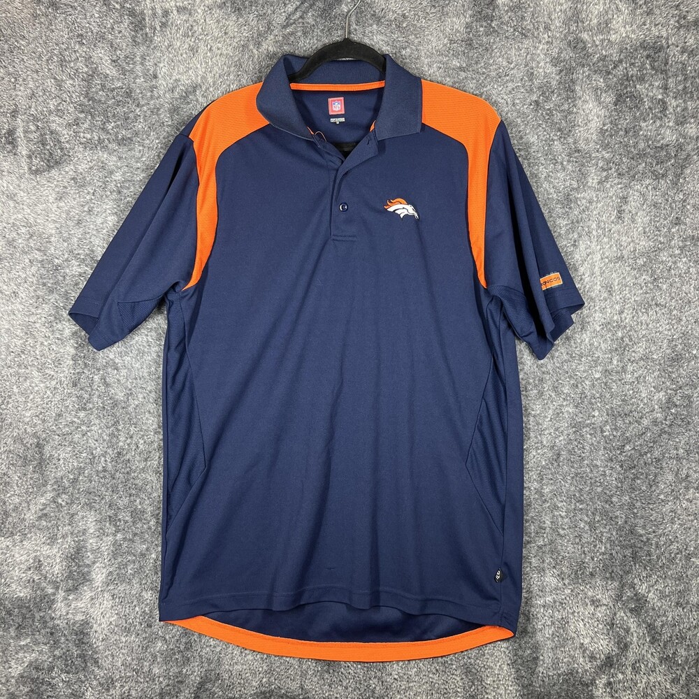 Denver Broncos Shirt Mens Medium Blue NFL Football NFL E Systems Golf Polo